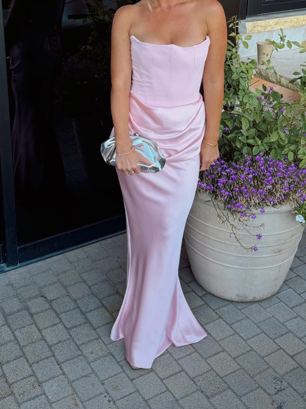 House of CB Persephone Pale Pink Strapless Drape Corset Gown - Picture 4 of 4
